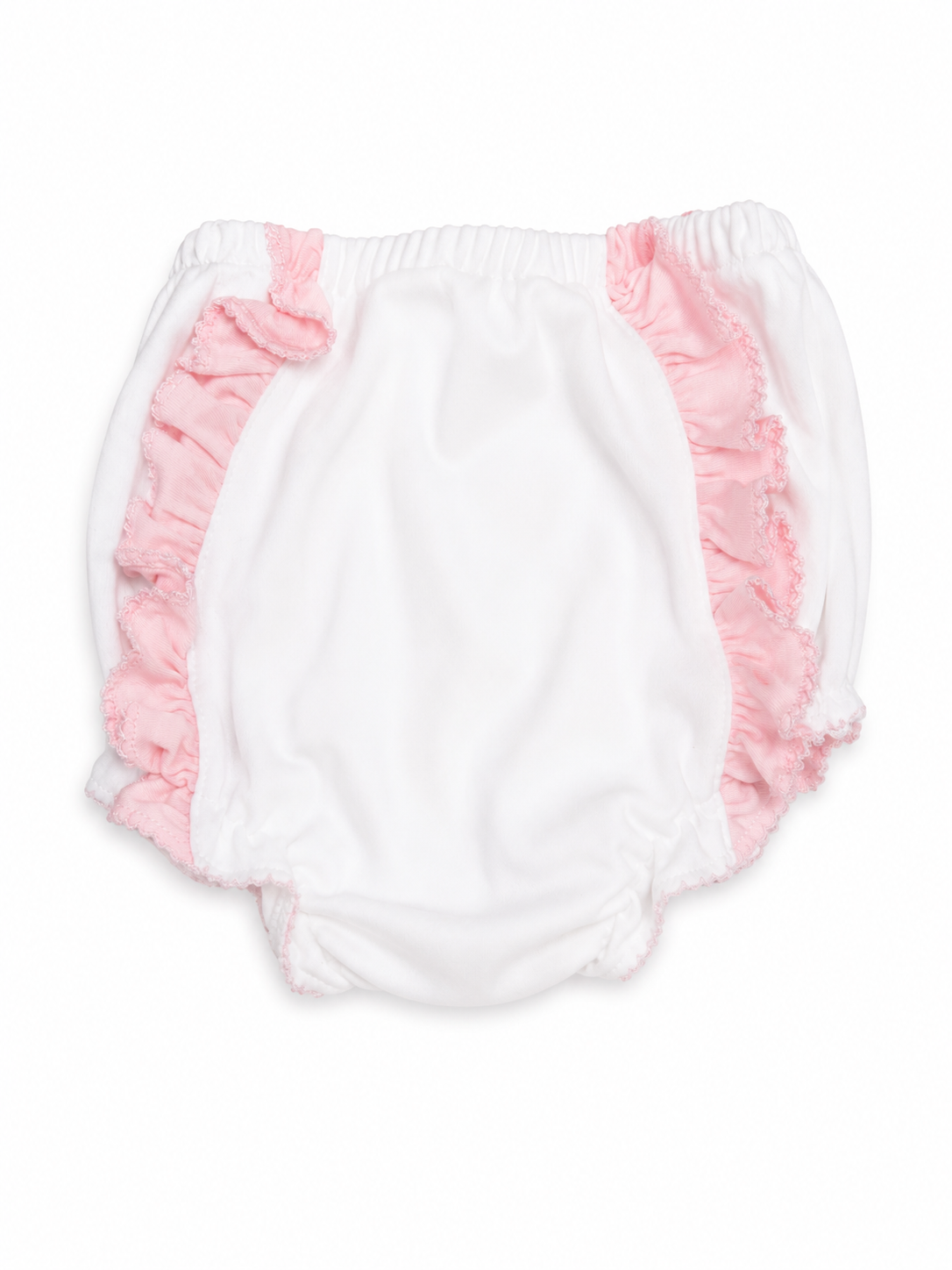 White Bloomers with Pink Ruffles