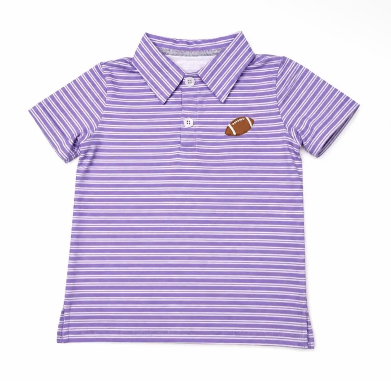 Purple & White Striped Football Polo