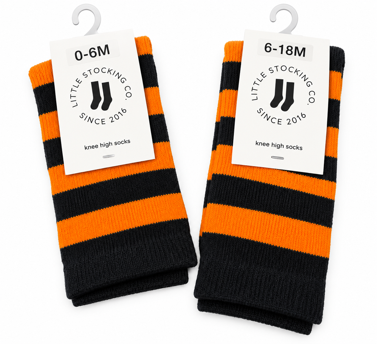 Little Stocking Co Orange & Black Striped Socks
