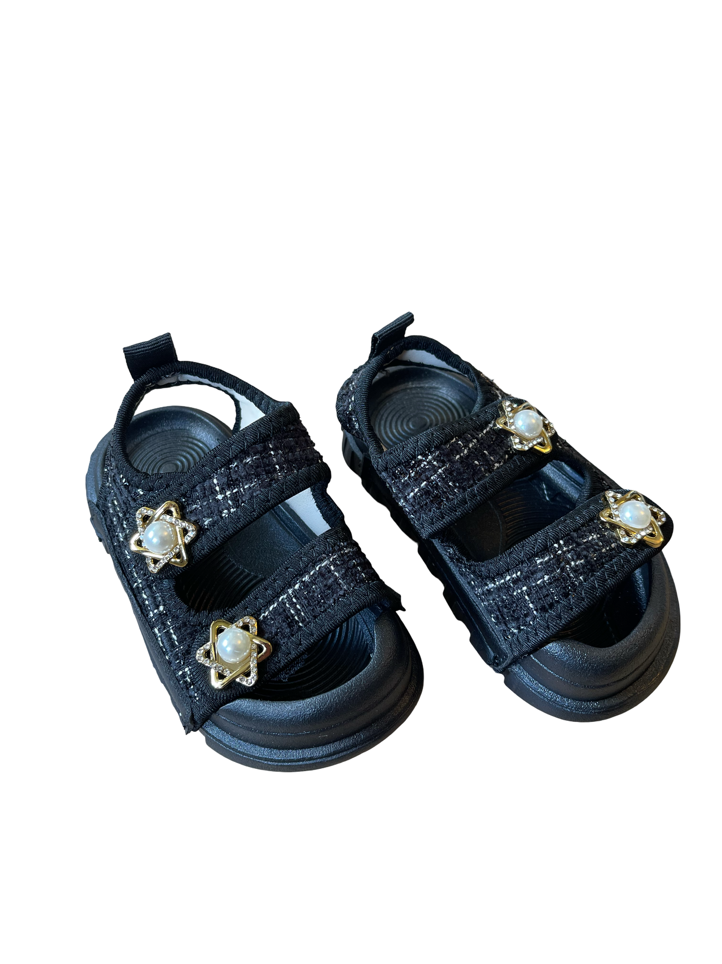Girls Black Double Strap Sandal