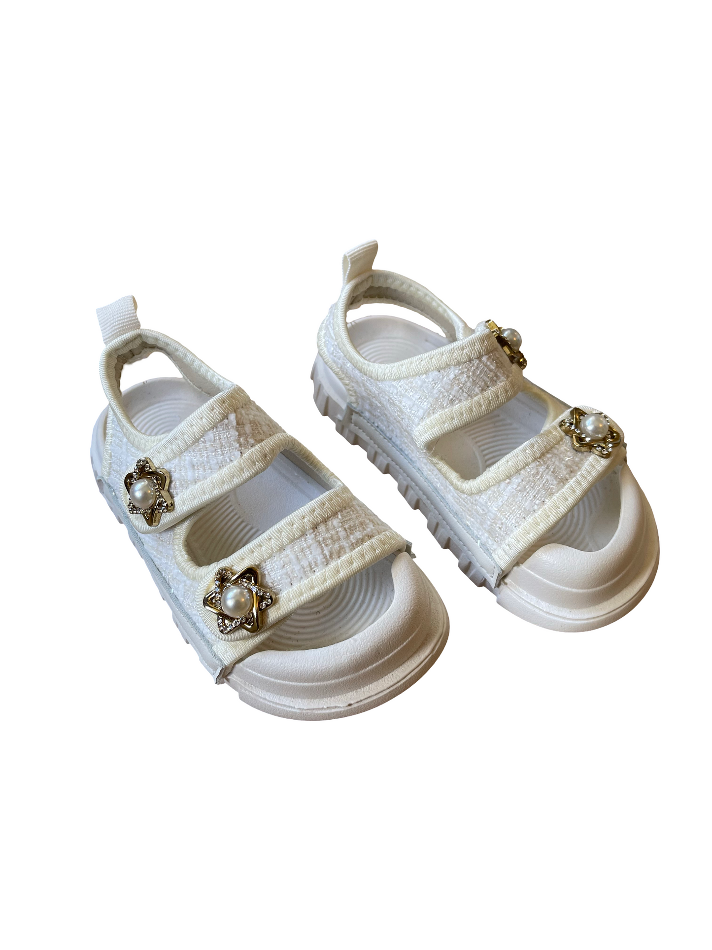 Girls White Double Strap Sandal