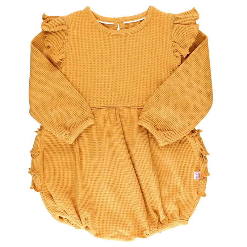 Ruffle Butts Honey Waffle Knit Flutter Bubble Romper
