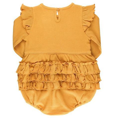 Ruffle Butts Honey Waffle Knit Flutter Bubble Romper