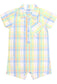 Rugged Butts Clubhouse Rainbow Plaid SS Woven Button-Up Romper