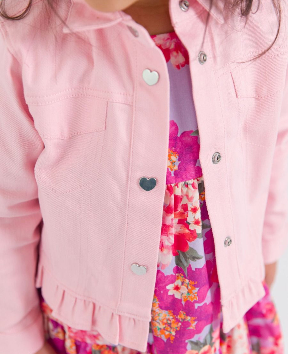 Ruffle Butts Pink Stretch Denim Ruffle Jacket