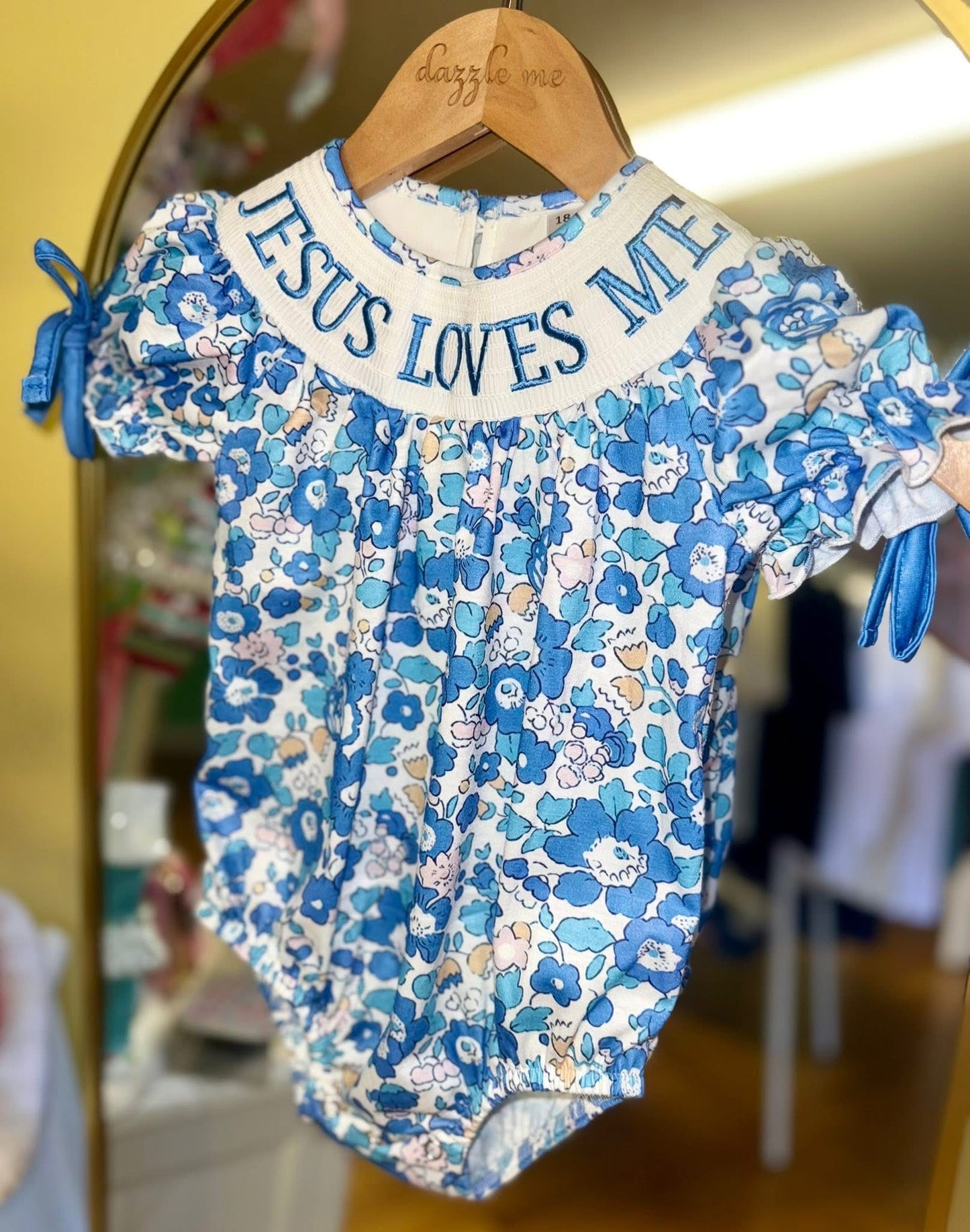 Embroidered “Jesus Loves Me” Floral Onesie
