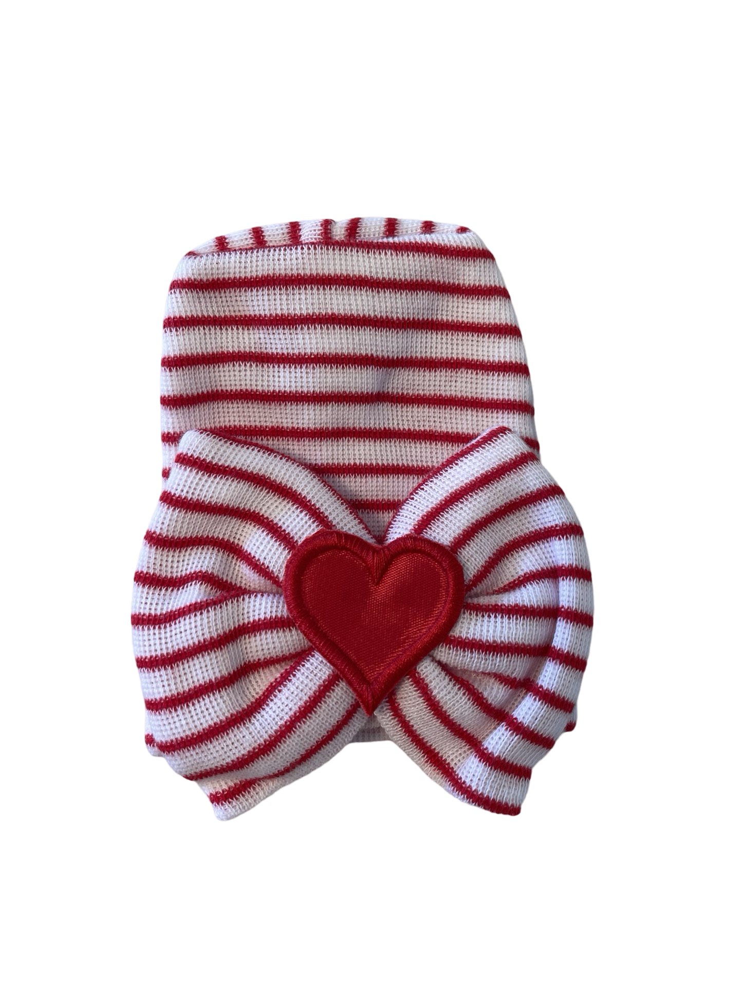 ILY Bean Red And White Stripe Heart Bow