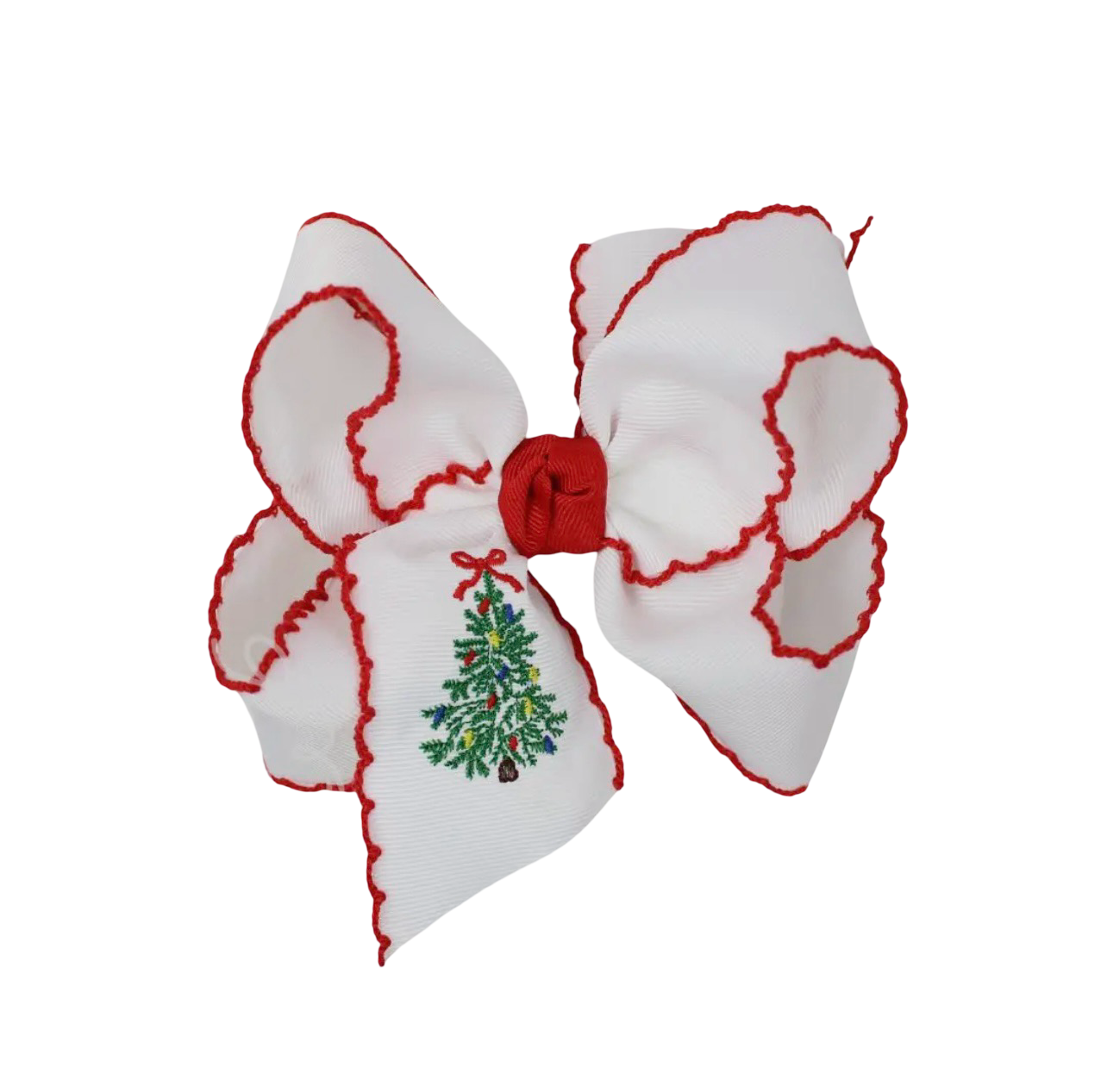 Beyond Creations Embroidered Christmas Tree Alligator Clip Bow