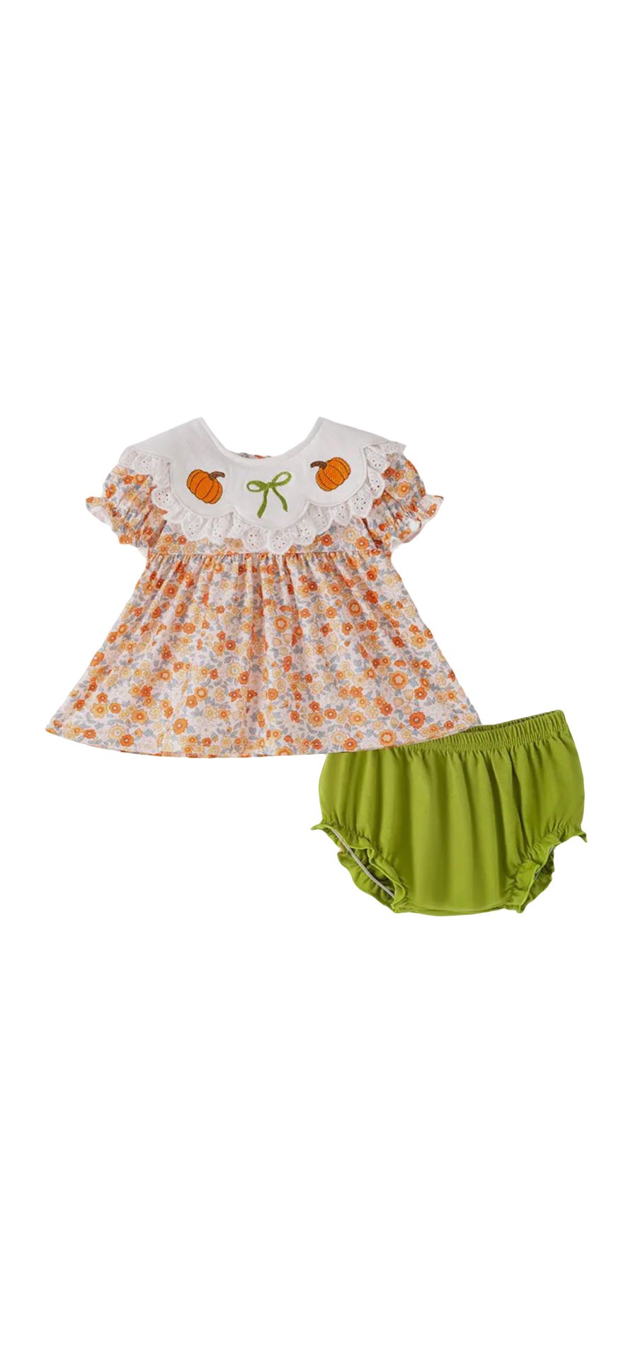 Coquette & Pumpkin Floral Thanksgiving Top & Bloomer Set