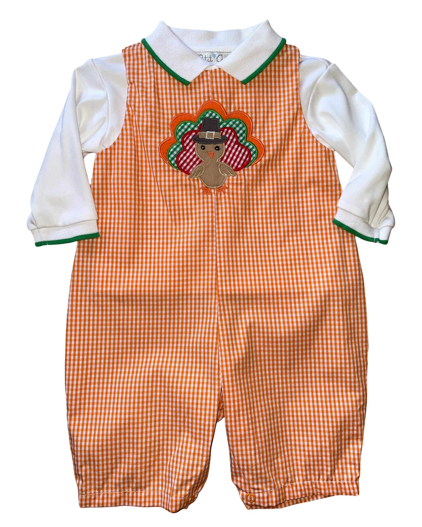 Petit Ami Long Sleeve Thanksgiving Jon Jons with Turkey