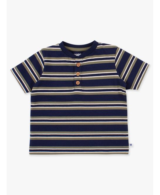 RuggedButts Dark Navy & Olive Striped short Sleeve Tee
