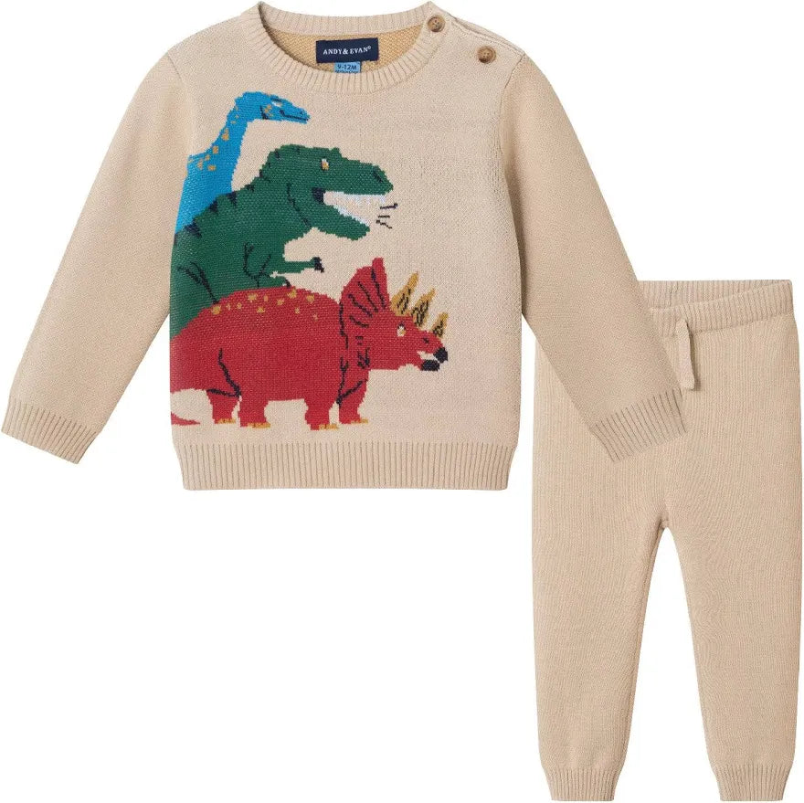 Andy&Evan Dinosaur Sweater & Pants Set