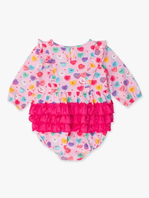 RuffleButts Valentines Be Mine Romper