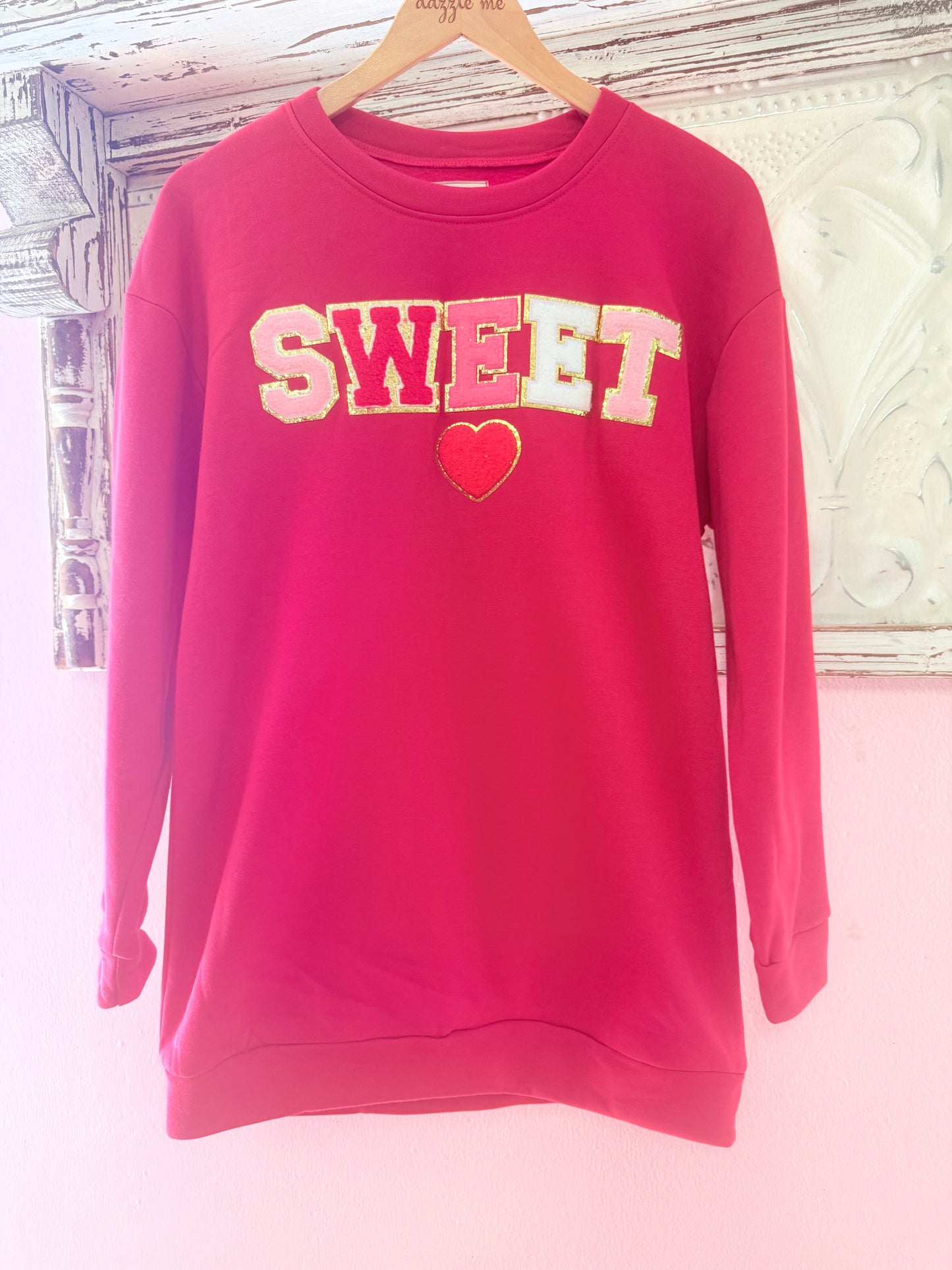 Women’s Red Sweet Patched Valentines Sweatshirt