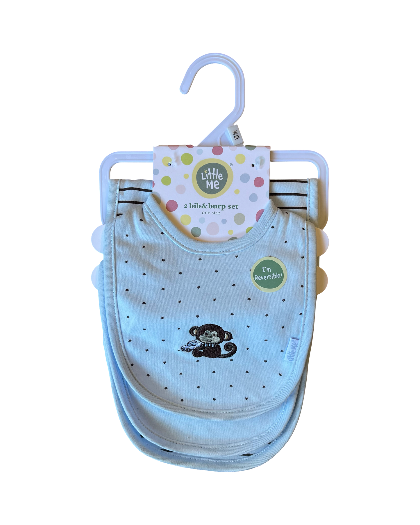 Little Me 2 bib&burp Monkey Set