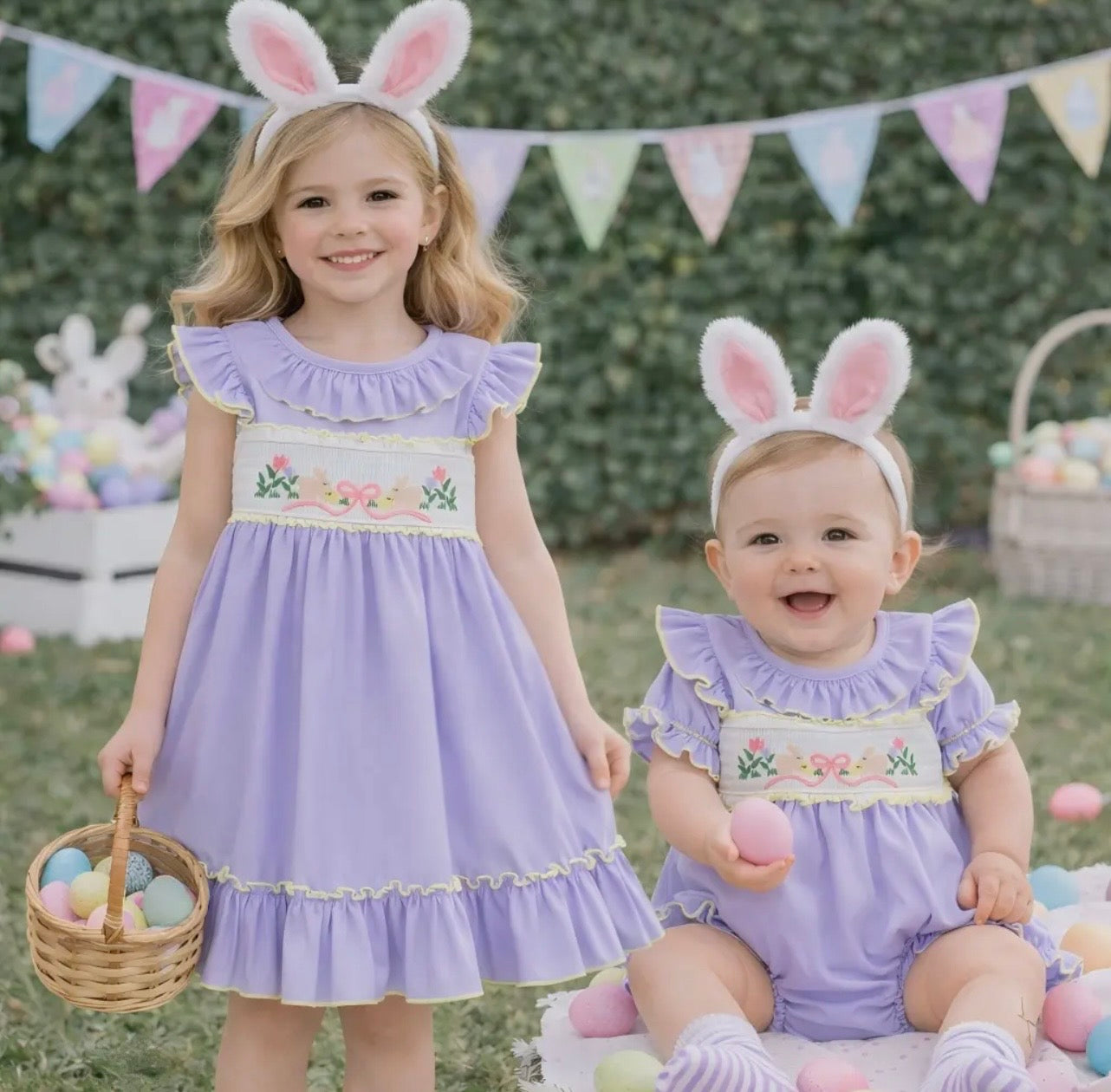 Sweet Easter Bunny Smocked Romper