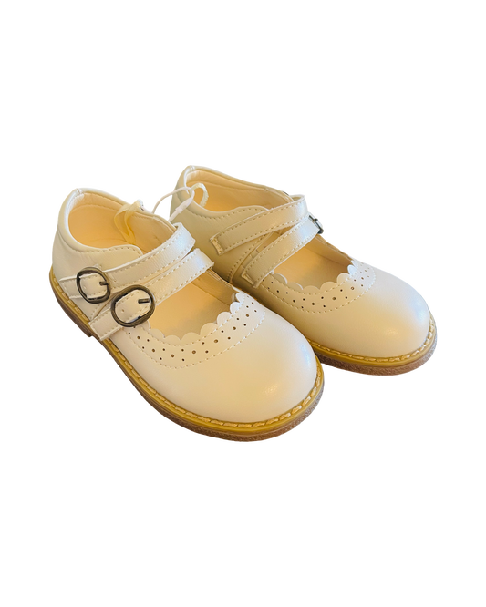 White Double Strap Mary Jane Shoes