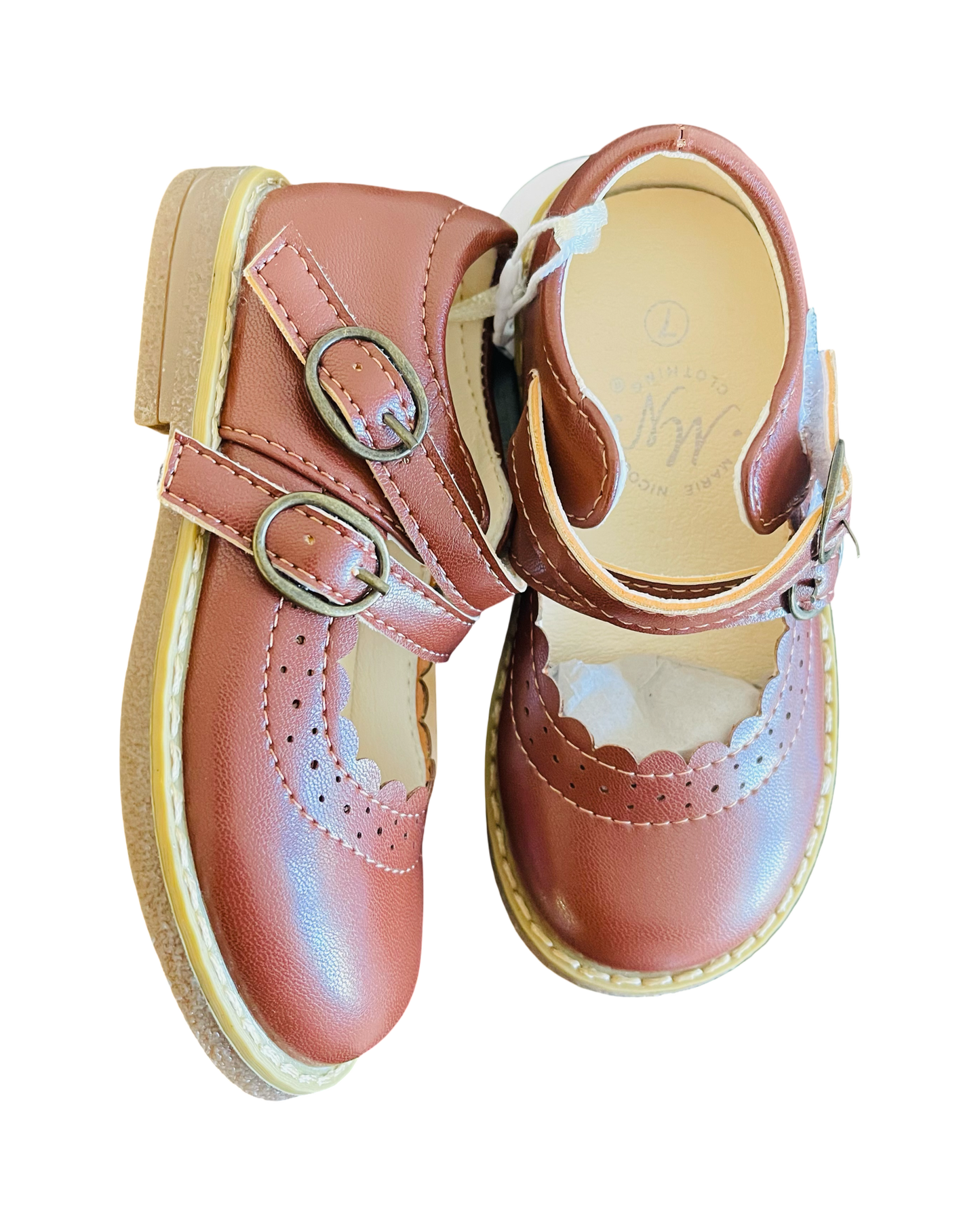 Brown Double Strap Mary Jane Shoes