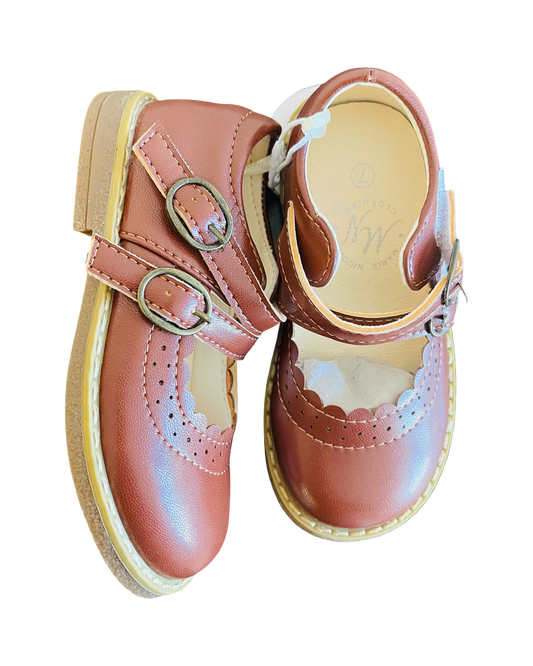 Brown Double Strap Mary Jane Shoes