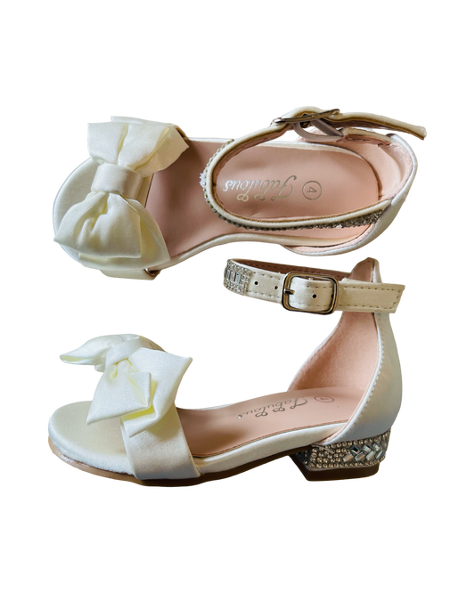 Off White One Strap Heels With Bow