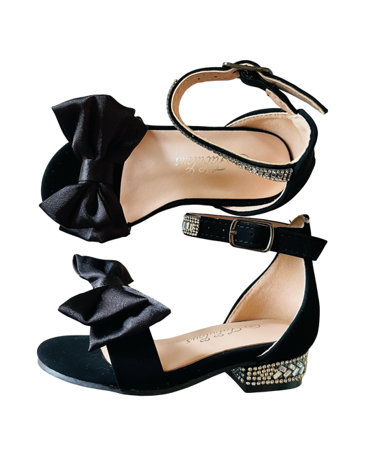 Black One Strap Heels With Bow