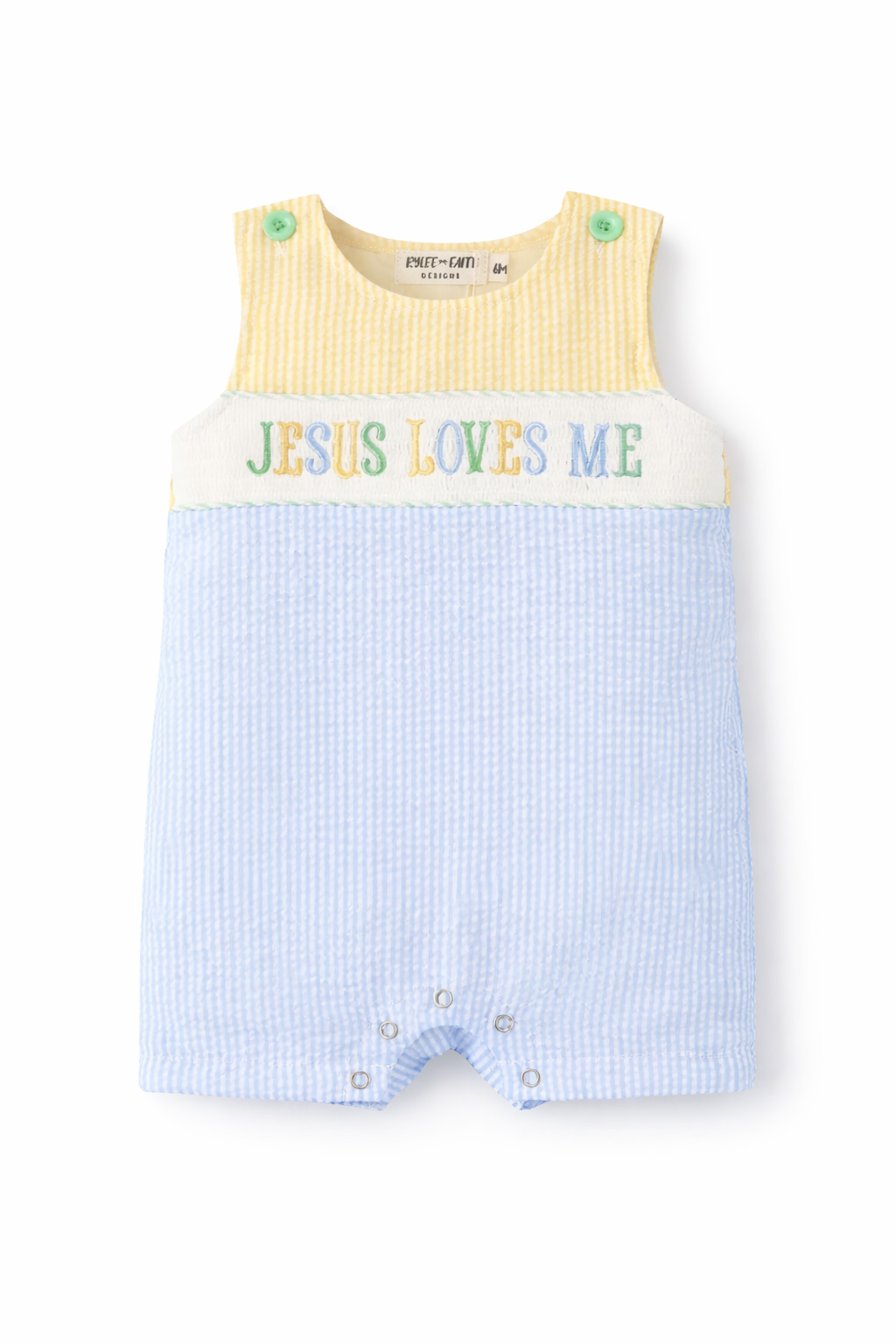 John Parker Lawson Registry “Jesus Loves Me” Embroidered Boy Romper