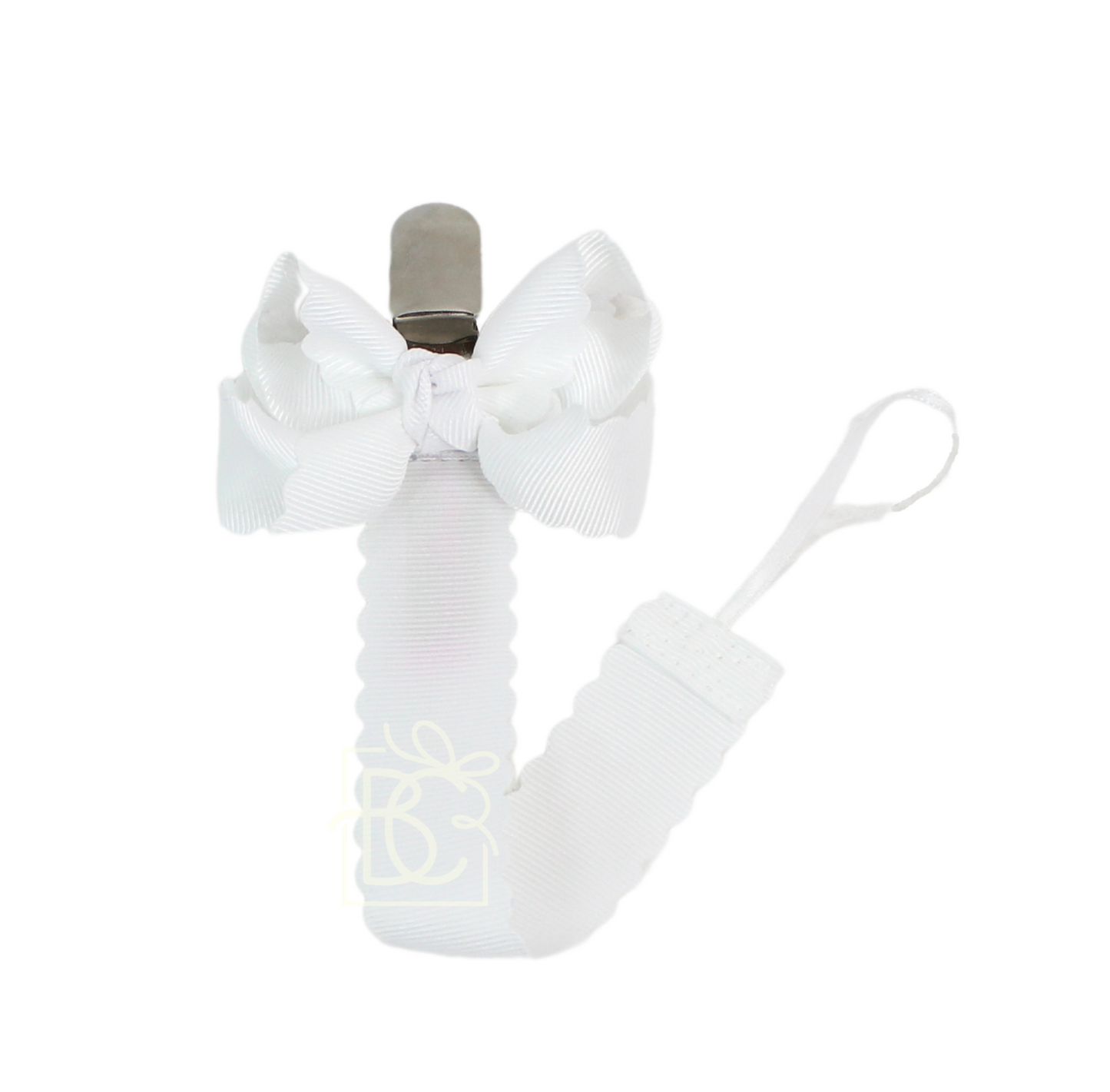 Leighton Pearl Registry Beyond Creations White Bow Paci Clip