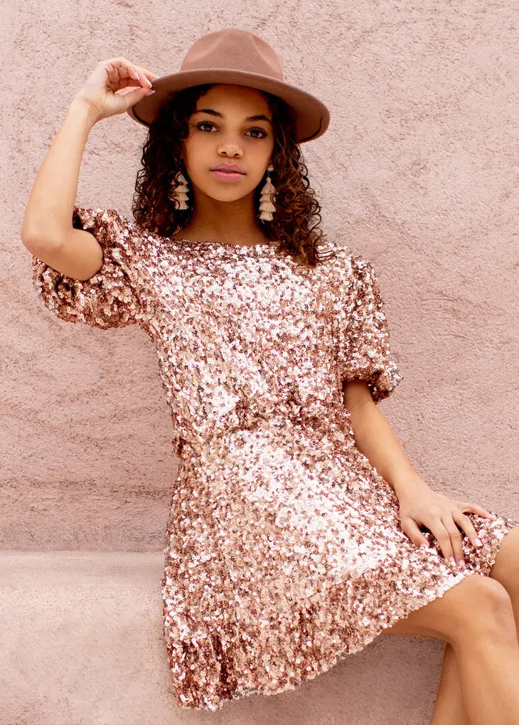Joyfolie Opal Dress in Rosegold – Dazzle Me Pink and Blue