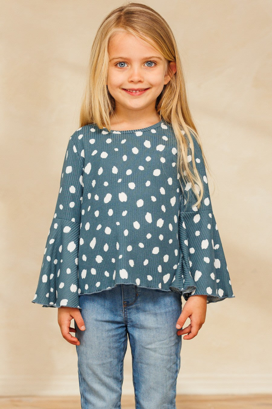 'Blue Spruce' Polka Dot Ribbed Top
