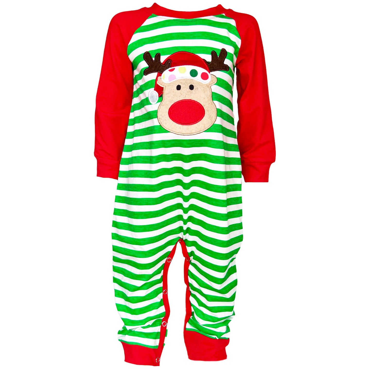 AnnLoren Striped Rudolph Romper
