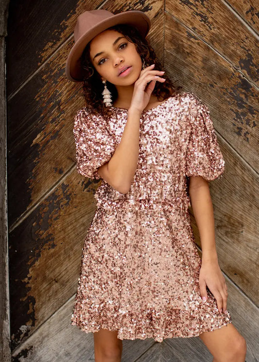 Joyfolie Opal Dress in Rosegold