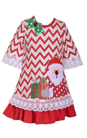 Bonnie Jean Lace Trim 'Santa Baby' Dress