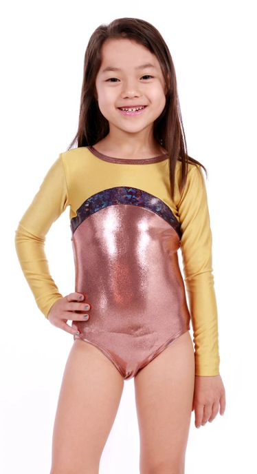 Veva Gold Tone Longsleeve Leotard