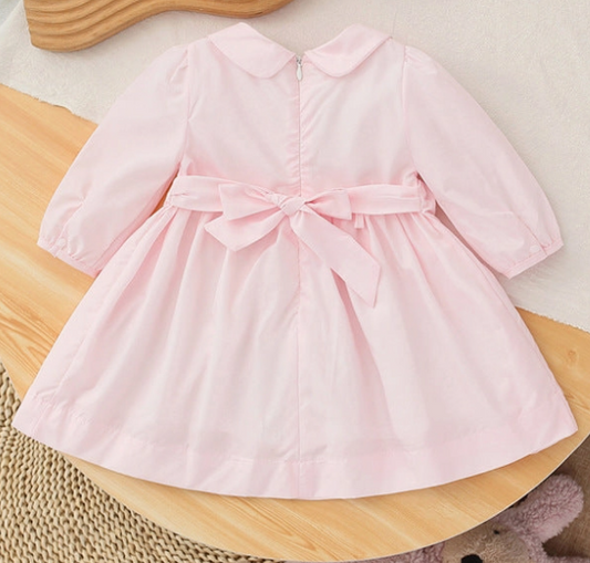 Orange Scarf Pink Embroidery Dress LS