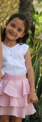 Baliene Annette Girls Skirt Pale Pink & White