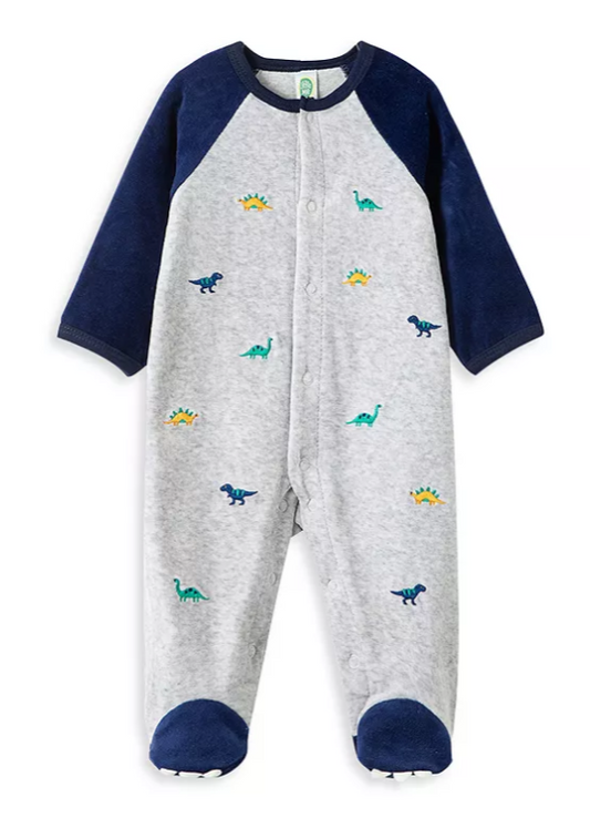 Little Me Velour Dino Footie