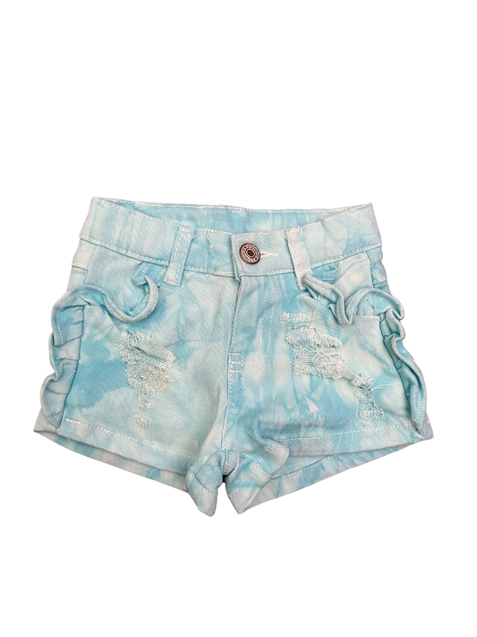 Aqua Distressed Denim Shorts