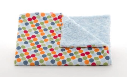 Tourance Baby Blanket - Playful Dots With Blue Rosebud