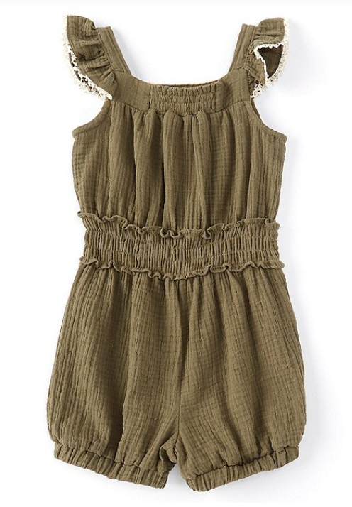 Bonnie jean Green Romper w/lace