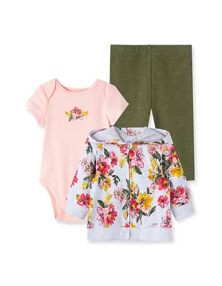 Little Me Green Floral Hoodie Set