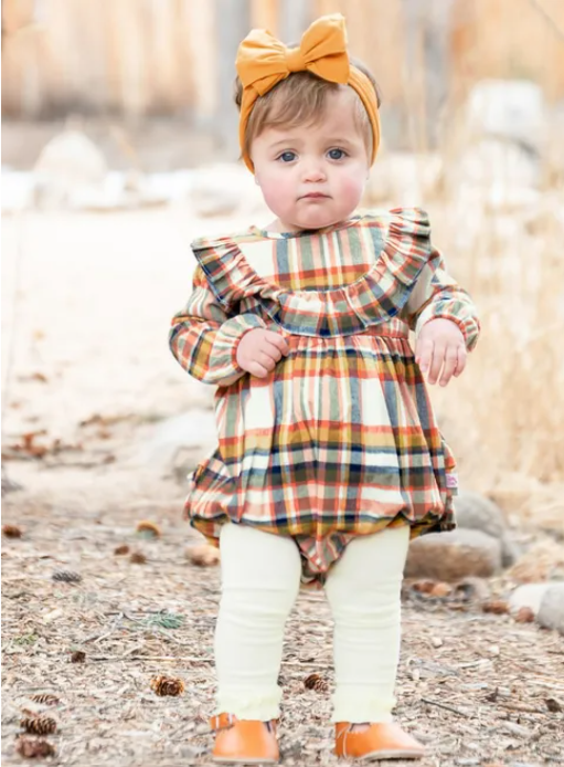 RuffleButts 'Sunset Plaid' Ruffle Romper