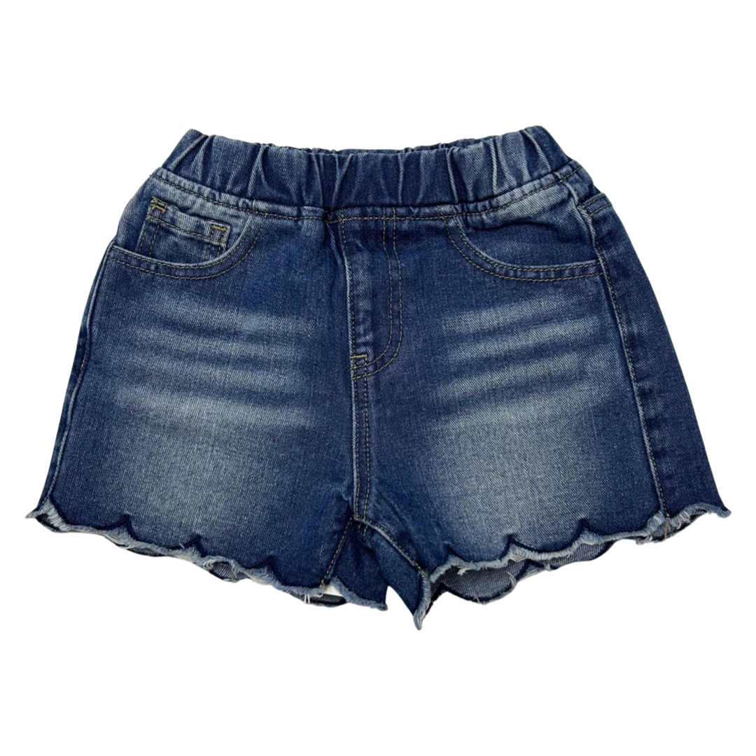 Scallop Denim Shorts
