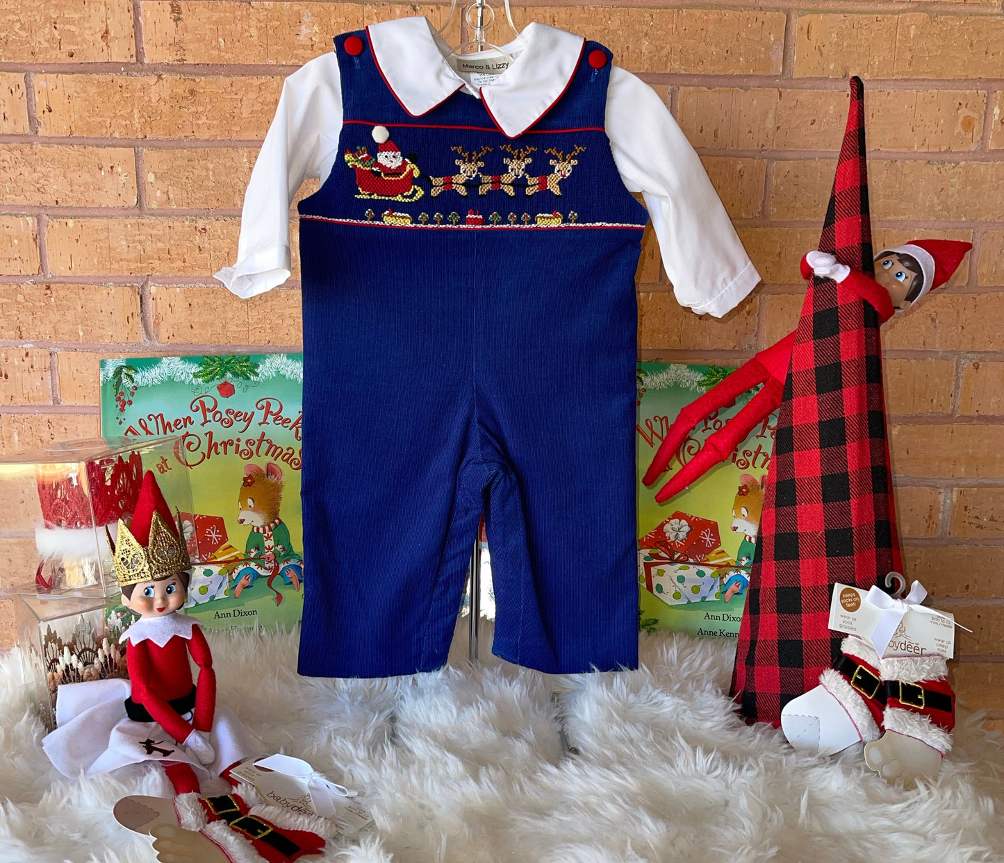 'Christmas Night' Smocked Romper w/ Shirt