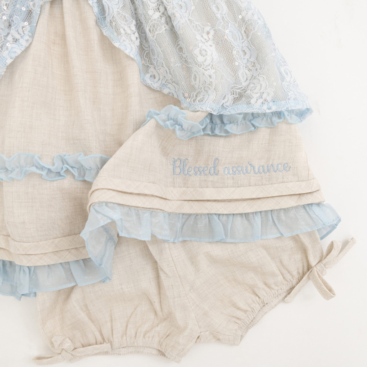 Evie's Closet 'Blessed Assurance' Blue Lace Tunic Set