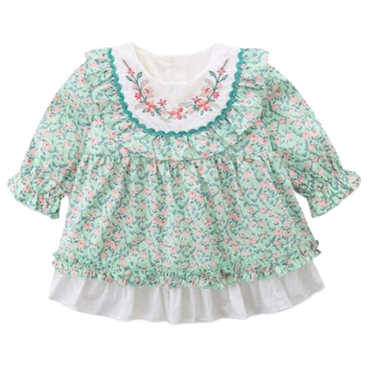 Autumn New Kids Girl LS Cotton Embroidery Dress