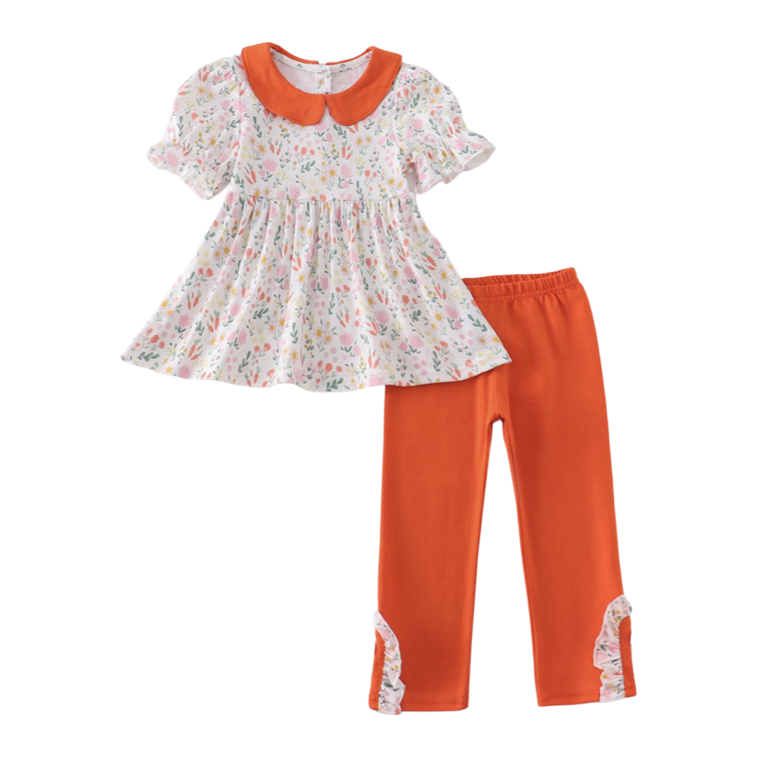 Honey Bean Floral Puff Sleeve 2-Piece Set