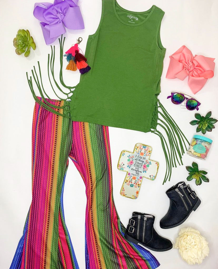 Jak & Peppar Olive Fringe Top