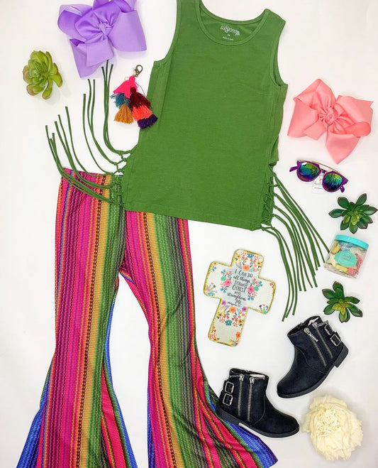 Jak & Peppar Olive Fringe Top