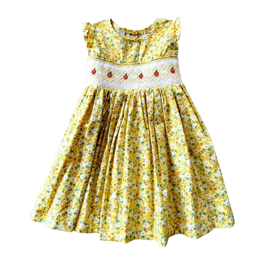 Yellow Floral Smocked Dress