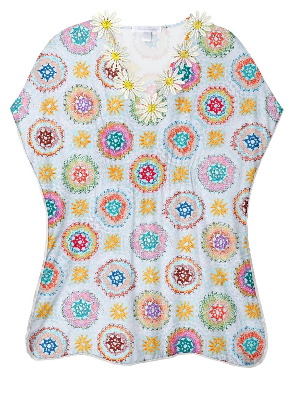 Stella Cove Daisy Crochet Print Coverup